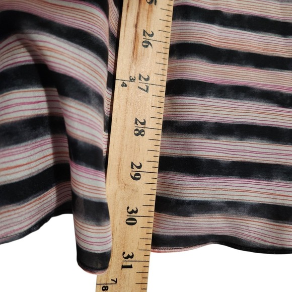 Theory Silk Mini Dress Size 0 Sleeveless Tiered Striped Pink Black Party Chic - Picture 7 of 9